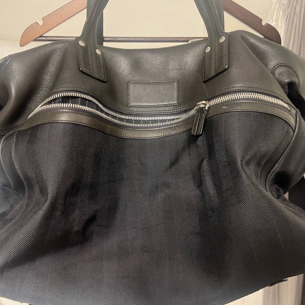 GHURKA Black leather duffle gym bag